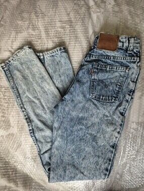 Rare ! Levis Orange Tag Vintage 80s Acid Wash Distressed Mom Jeans
